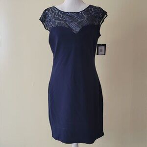 BNWT Marina Navy Blue Lace Sequin Dress Size 8